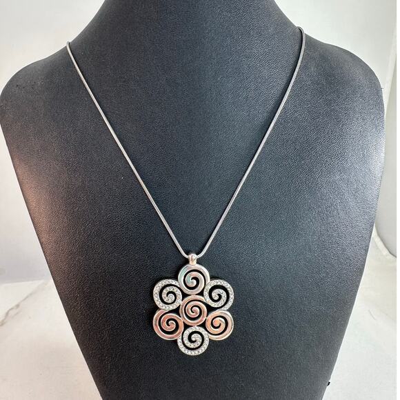 Brighton silver toned and Swarovski Reversible 7 Swirl Necklace Preowned - Picture 2 of 8